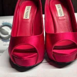 Steve Madden Hot Pink Satin Open-Toe Heels